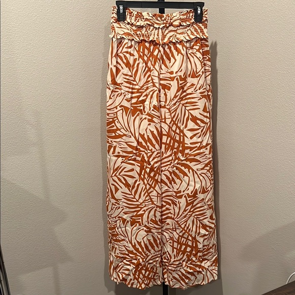 Patrons of Peace Orange and Cream Smocked Pants - Picture 3 of 3